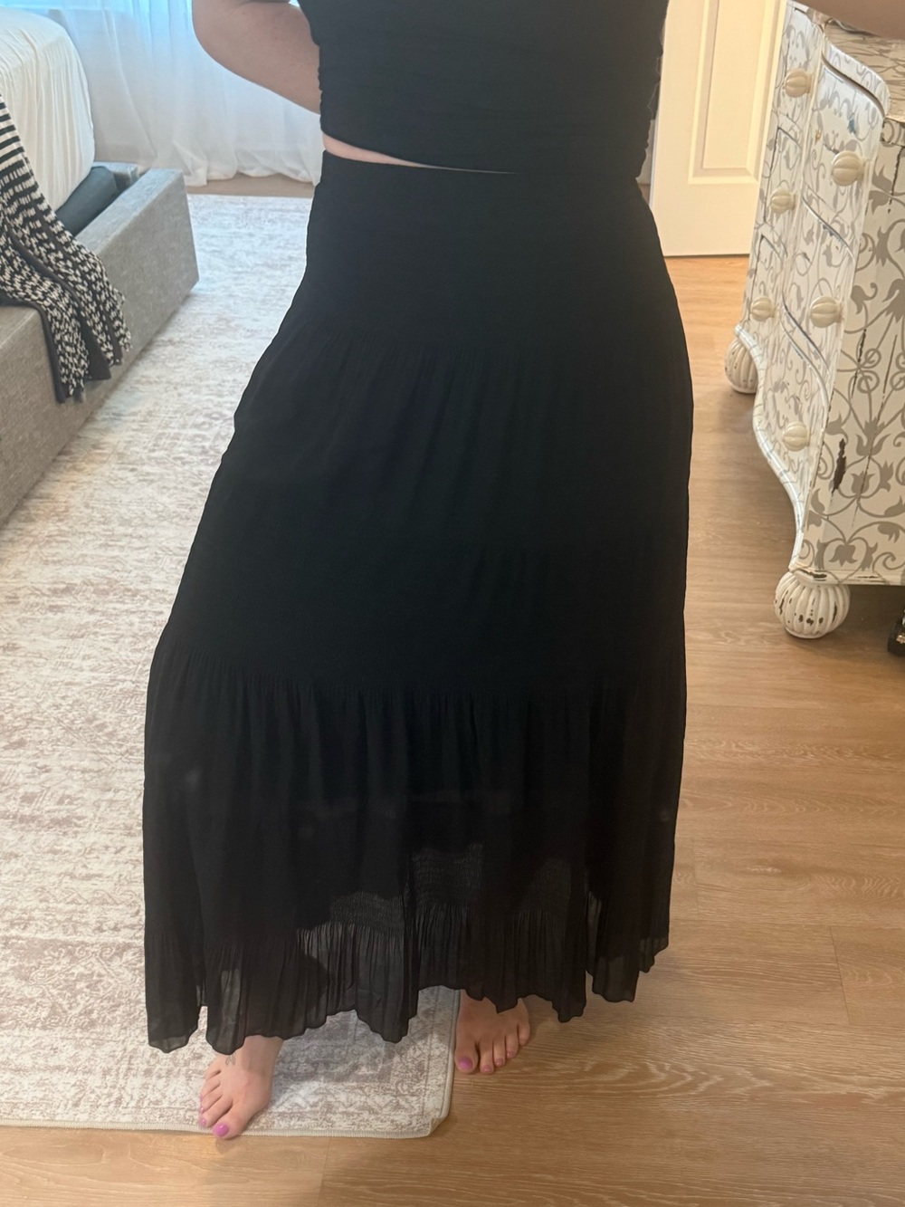 Black Tiered Maxi Skirt